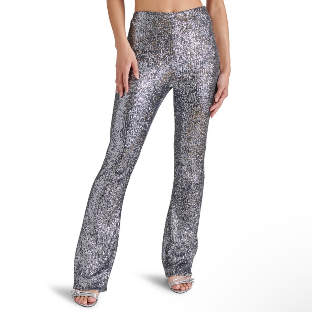 NWOT Steve Madden Citrine Sequin Pants in Silver